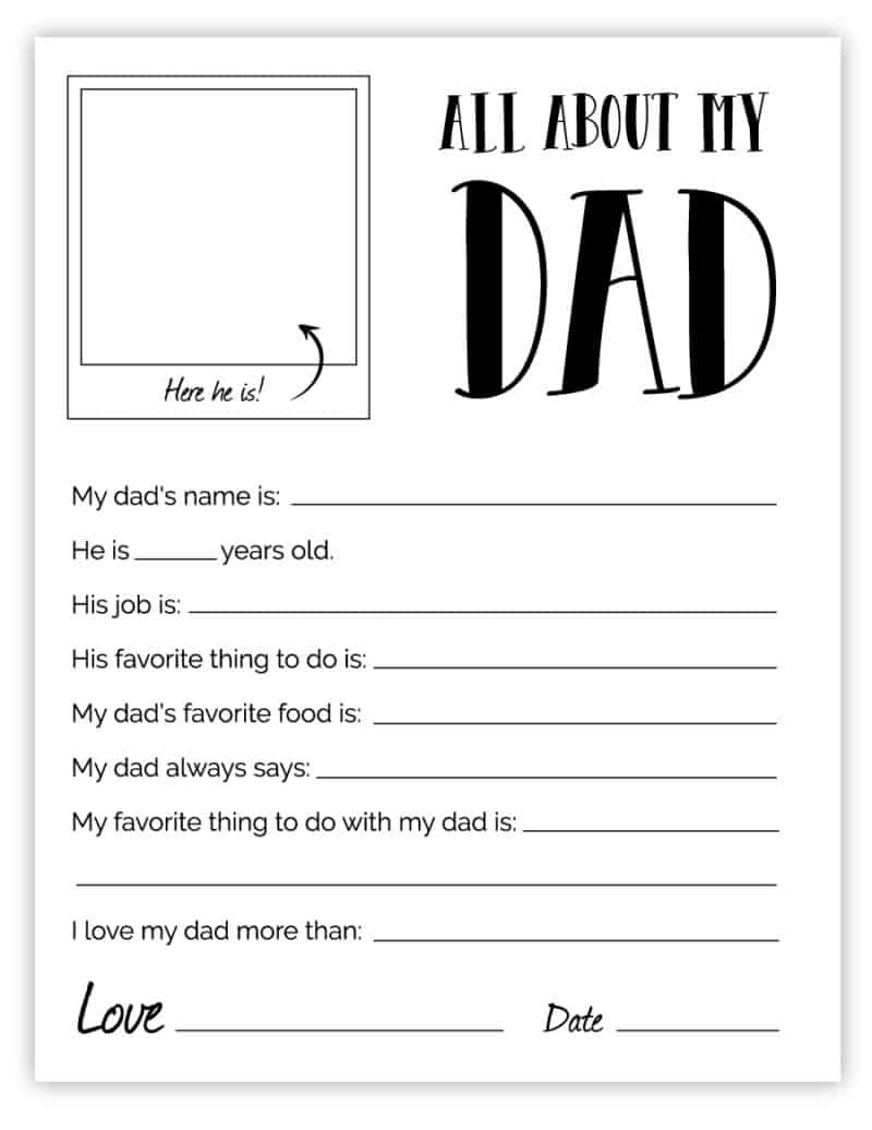 Father's Day Survey Printable