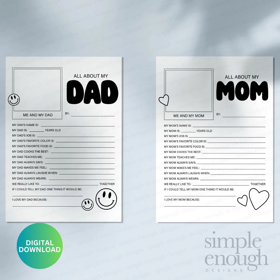 All About My Dad Printable Father s Day Interview Fathers Day Questionnaire Preschool All About My Mom Printable Dad Birthday Gift Etsy
