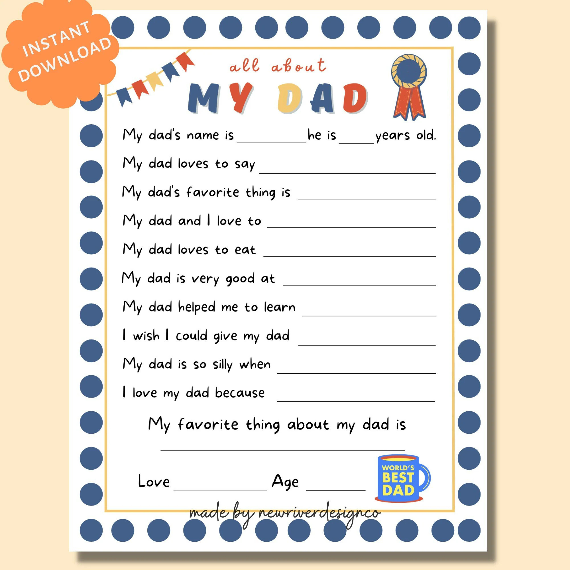 All About My Dad Printable Father s Day Questionnaire Father s Day Printable Daycare Gift For Dad Father s Day Gift From Kids Dad Gift Etsy