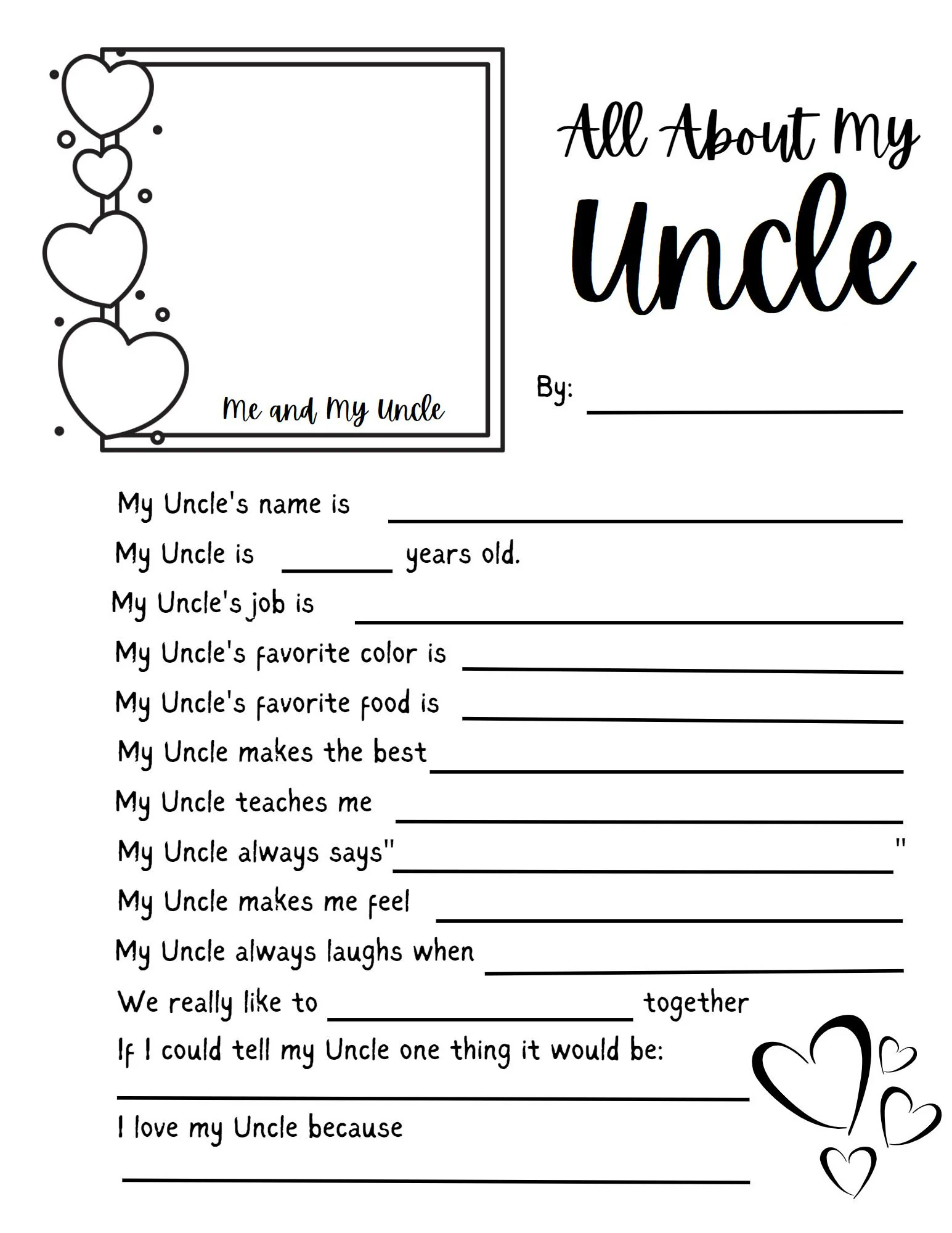 Questions About Dad for Kids Printable
