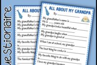 All About My Grandfather Questionnaire Grandparents Day Worksheet Made By Teachers