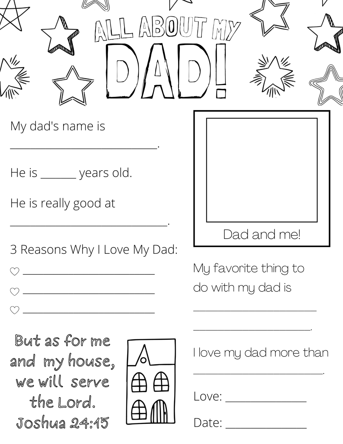 All About My Grandpa Printable Printable Party Favors