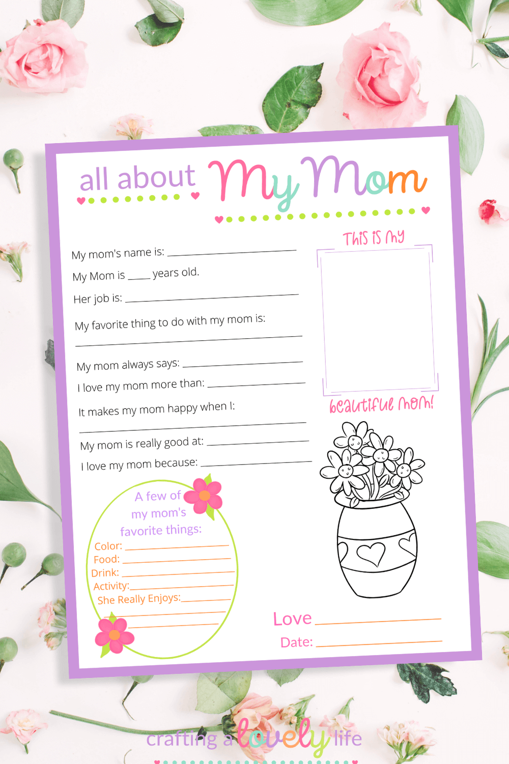All About My Mom Free Mother s Day Printable