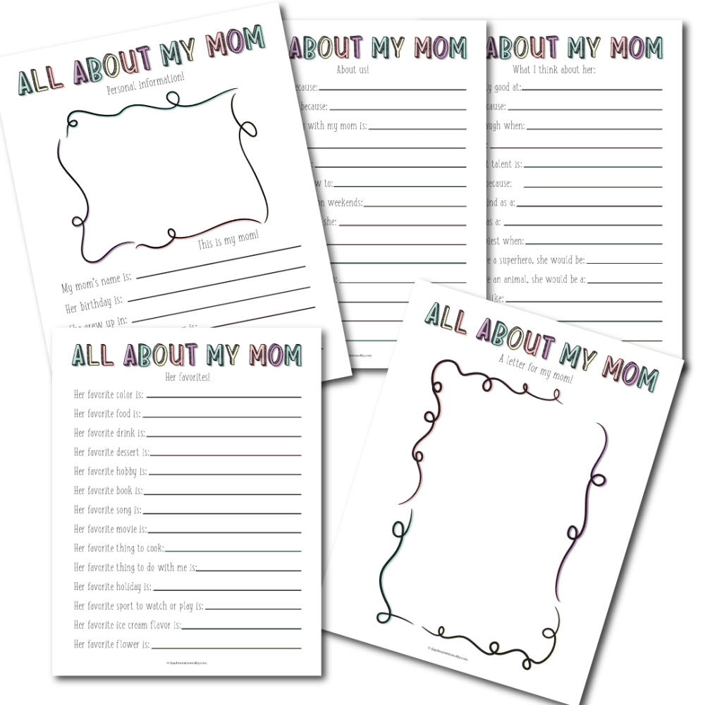 All About My Mom Free PDF Printable Daydream Into Reality