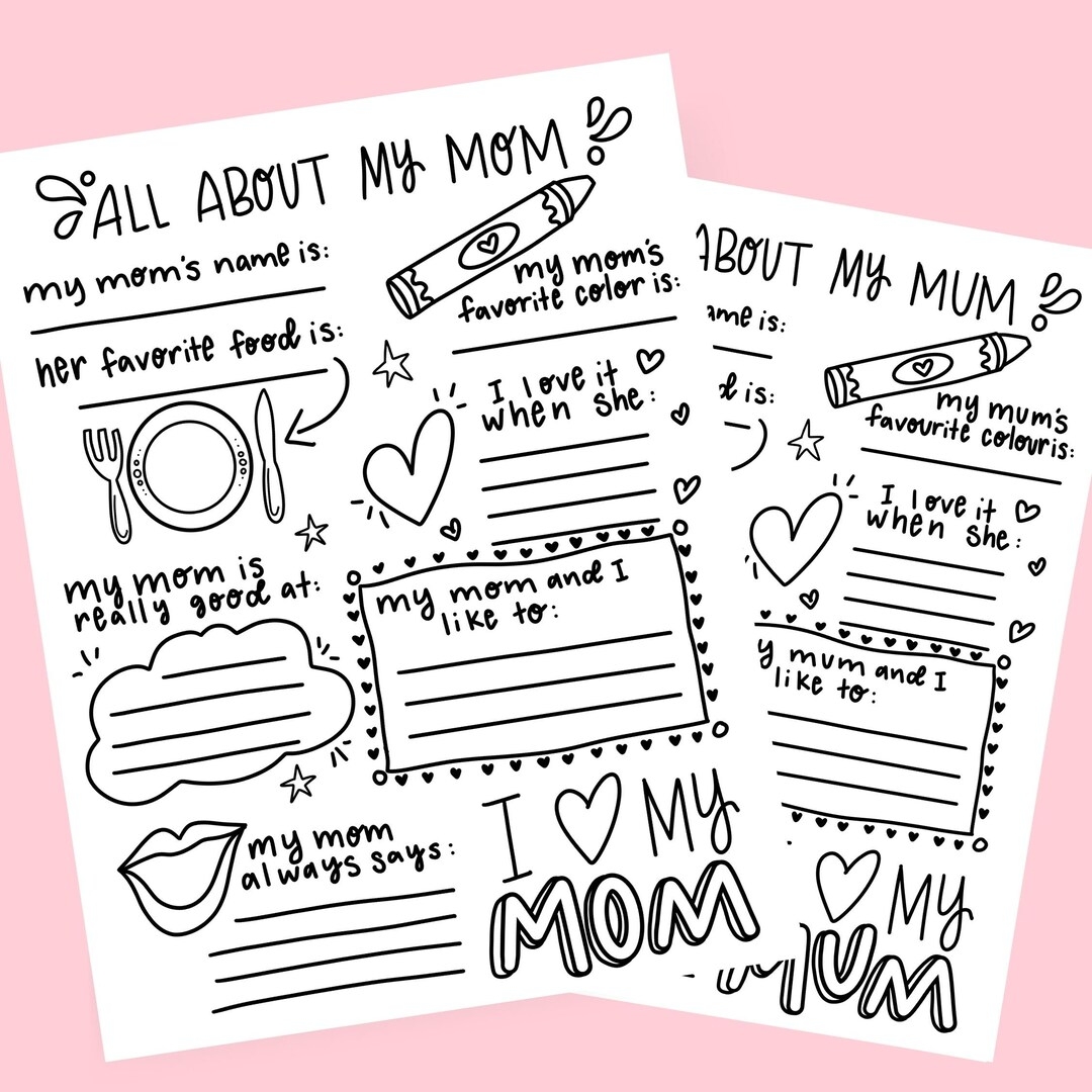 Fill in the Answers About Mum Printable Fre