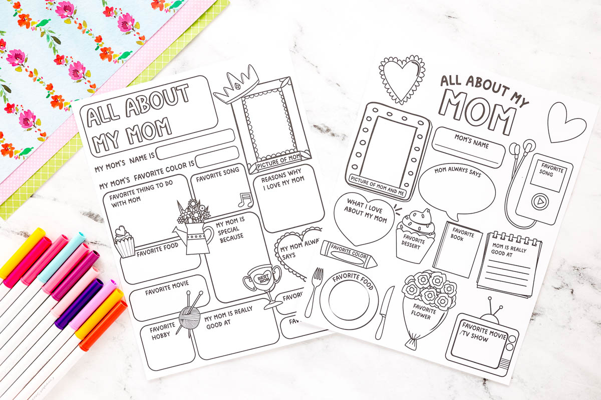 All About My Mom Questionnaire Printable with Flowers