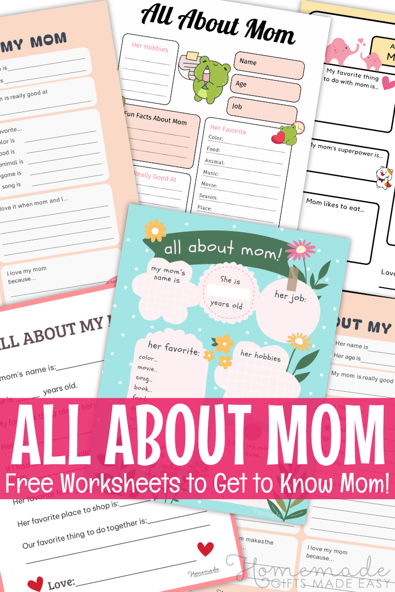 All About My Mom Questionnaire Free Printable