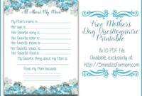 all about my mom questionnaire free printable for mother s day