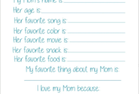 All About My Mom Questionnaire Free Printable For Mother s Day