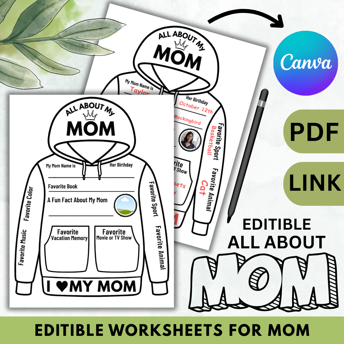 All About My Mom Questionnaire Mother s Day Coloring Page Gift For Mum Classroom Activity Kids Made By Teachers
