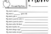 All About My Mom Questionnaire Mother s Day Craft Mother s Day Worksheet Gift For Mom From Kids Mother s Day Gift Grandma And Aunt Etsy