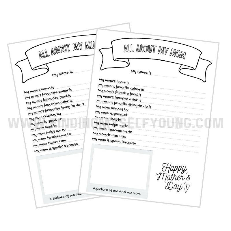All About My Mum Mom Mothers Day Questionnaire Free Printable Finding Myself Young