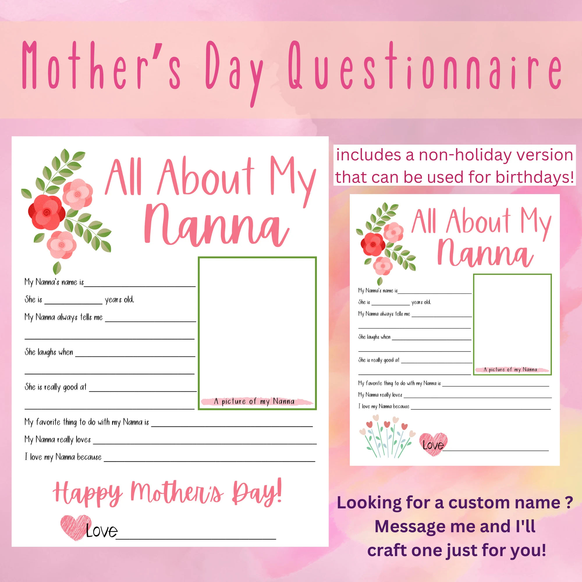 10 Month Questionnaire Printable