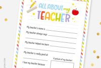 All About My Teacher Printable PDF My Party Design
