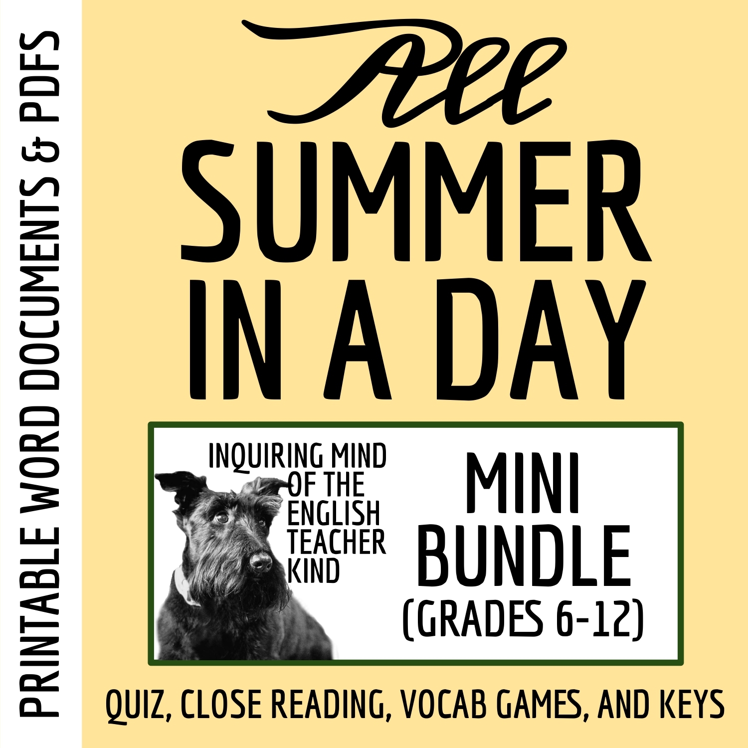 All Summer In A Day By Ray Bradbury Quiz Close Reading Worksheet And Vocabulary Games Bundle Classful
