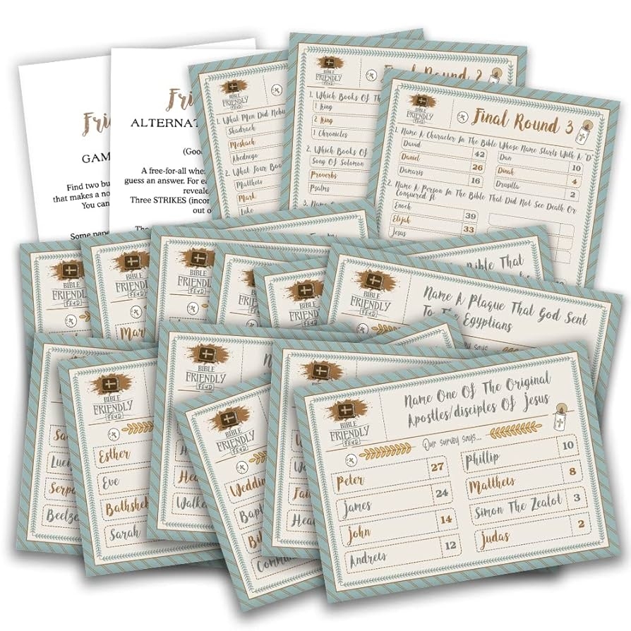 Amazon Bible Trivia Game Friendly Feud Quiz For Family Church Group And Community Party Questions And Supplies S02 Toys Games