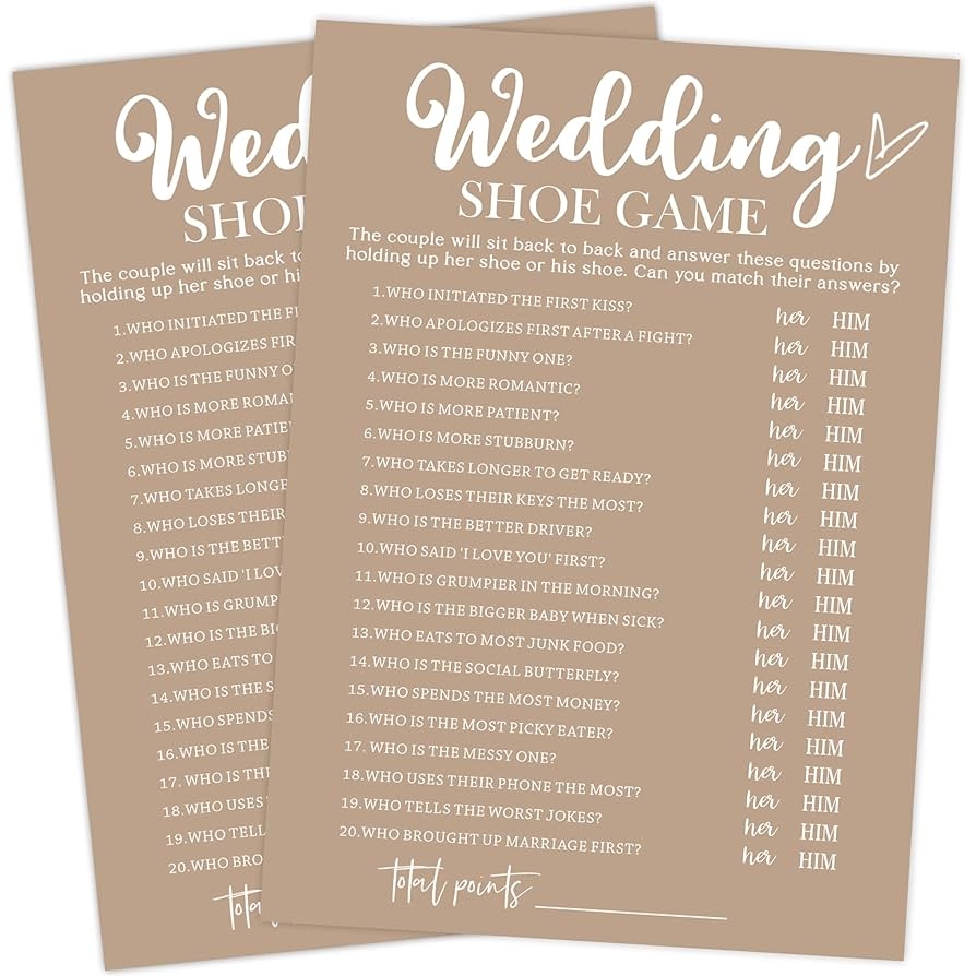 Amazon Buildinest Brown Theme Bridal Shower Games 25 Guests Wedding Shoe Game Advice Cards For Reception Bride Groom Party Supplies E04 Home Kitchen