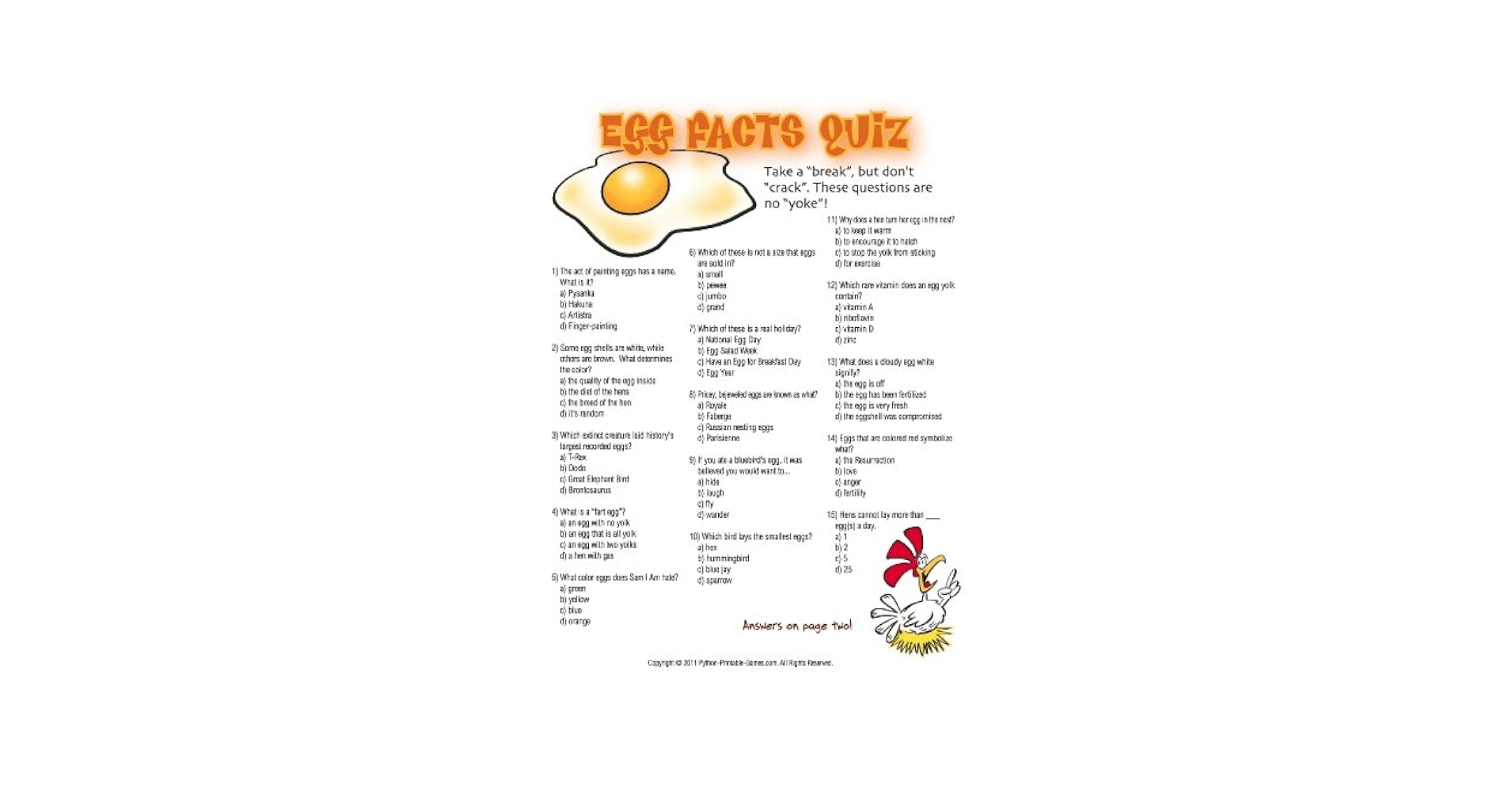 Amazon Egg Facts Trivia Printable Game Download Software