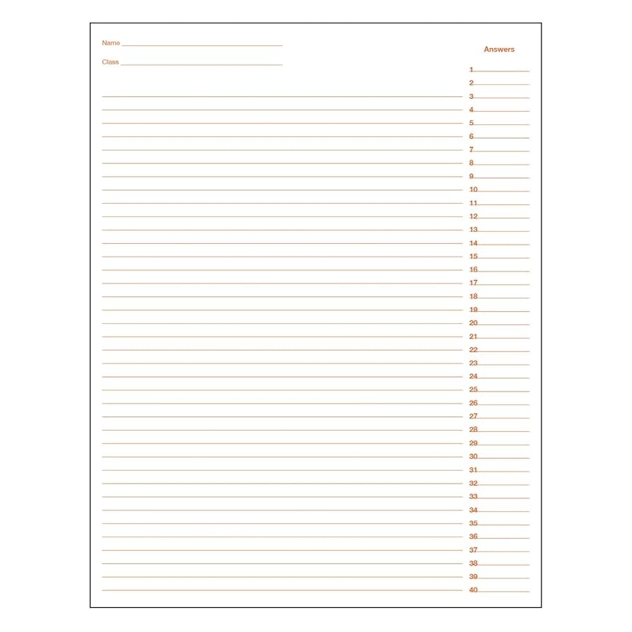Printable Answer Sheet