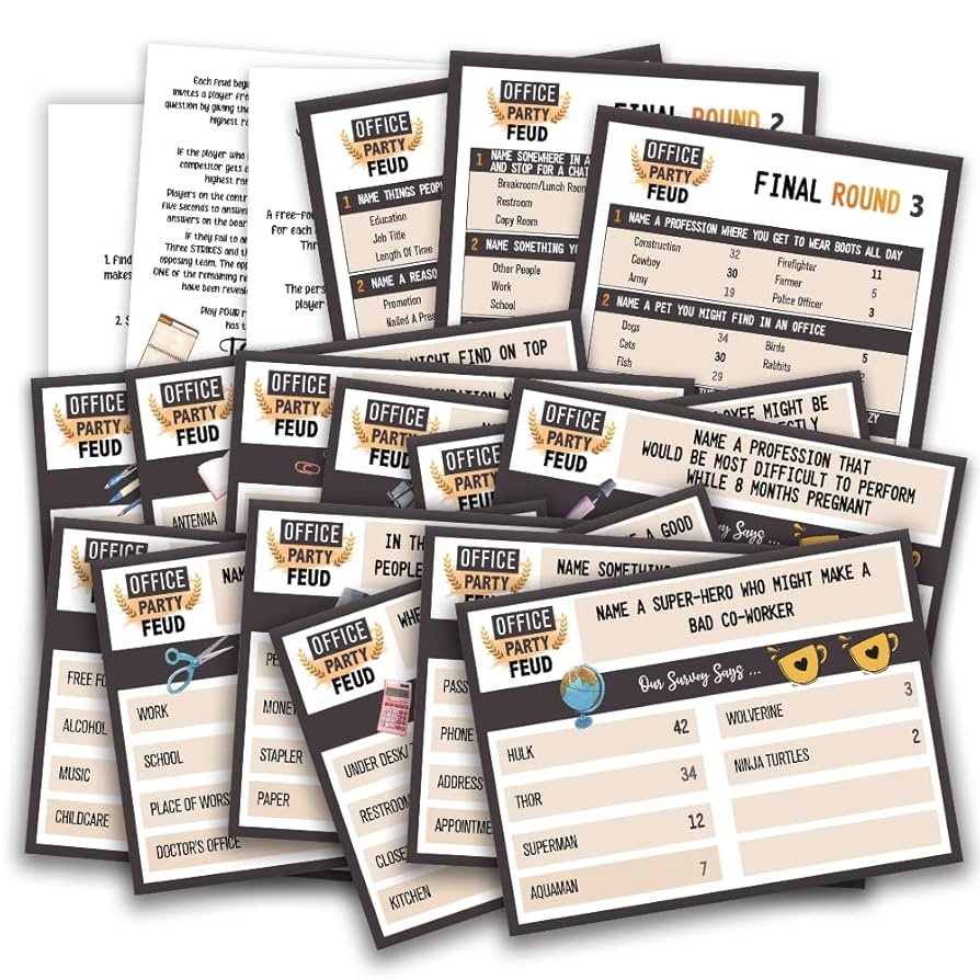 Amazon Office Party Friendly Feud Quiz Team Building Games Set Cards Toys Games