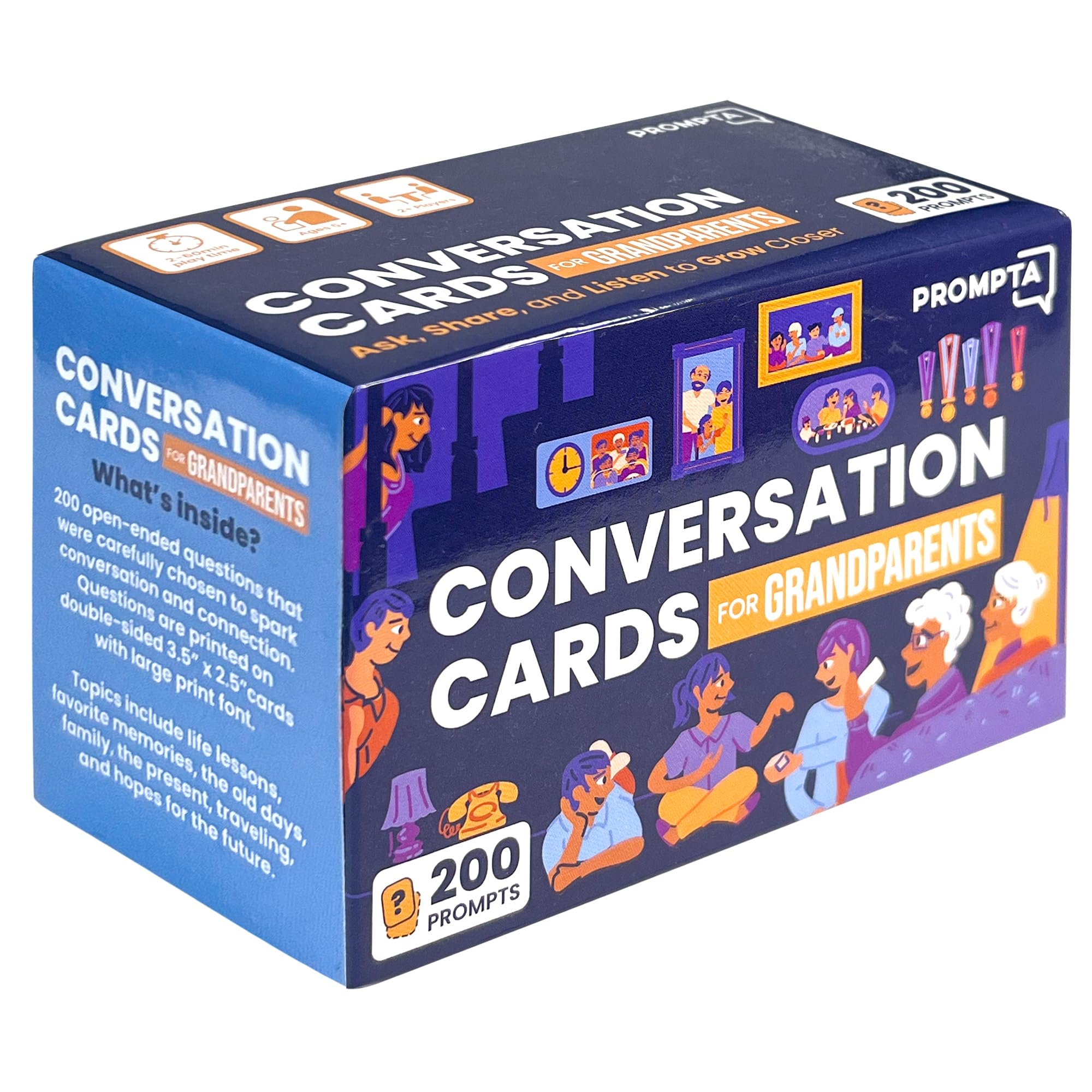 Amazon Prompta 200 Conversation Starters For Grandparents Thoughtful Gifts For Seniors Family Games For Kids And Elders To Connect And Share 3 5 X 2 5 Sized Cards Get To