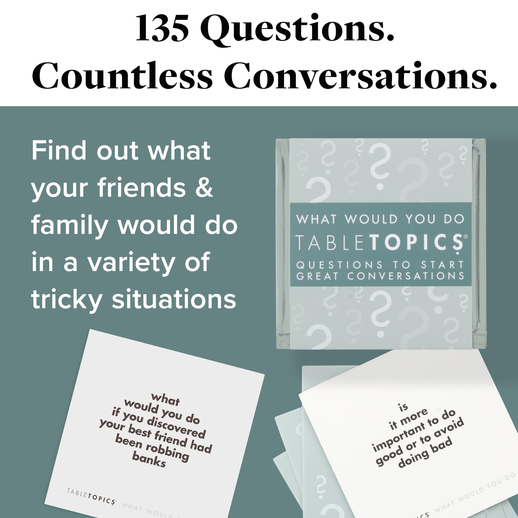 Amazon TableTopics What Would You Do Question Card Game 135 Provocative Conversation Starter Cards For Parties With Adult Friends Spark Lively Debates About Sticky Situations Icebreaker Game Toys Games