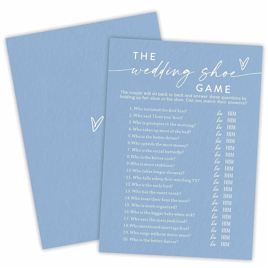 Amazon Wedding Shoe Game For Bridal Shower 30 Blue Theme Wedding Party Games Game Cards Engagement Party Game Modern Bridal Shower Party Favor Decorations B05 Home Kitchen
