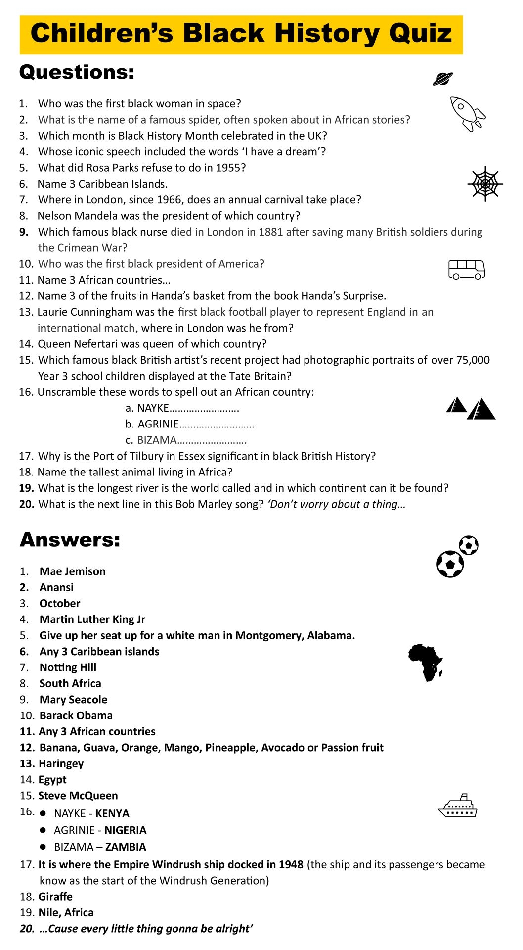 Printable American Trivia and Answers