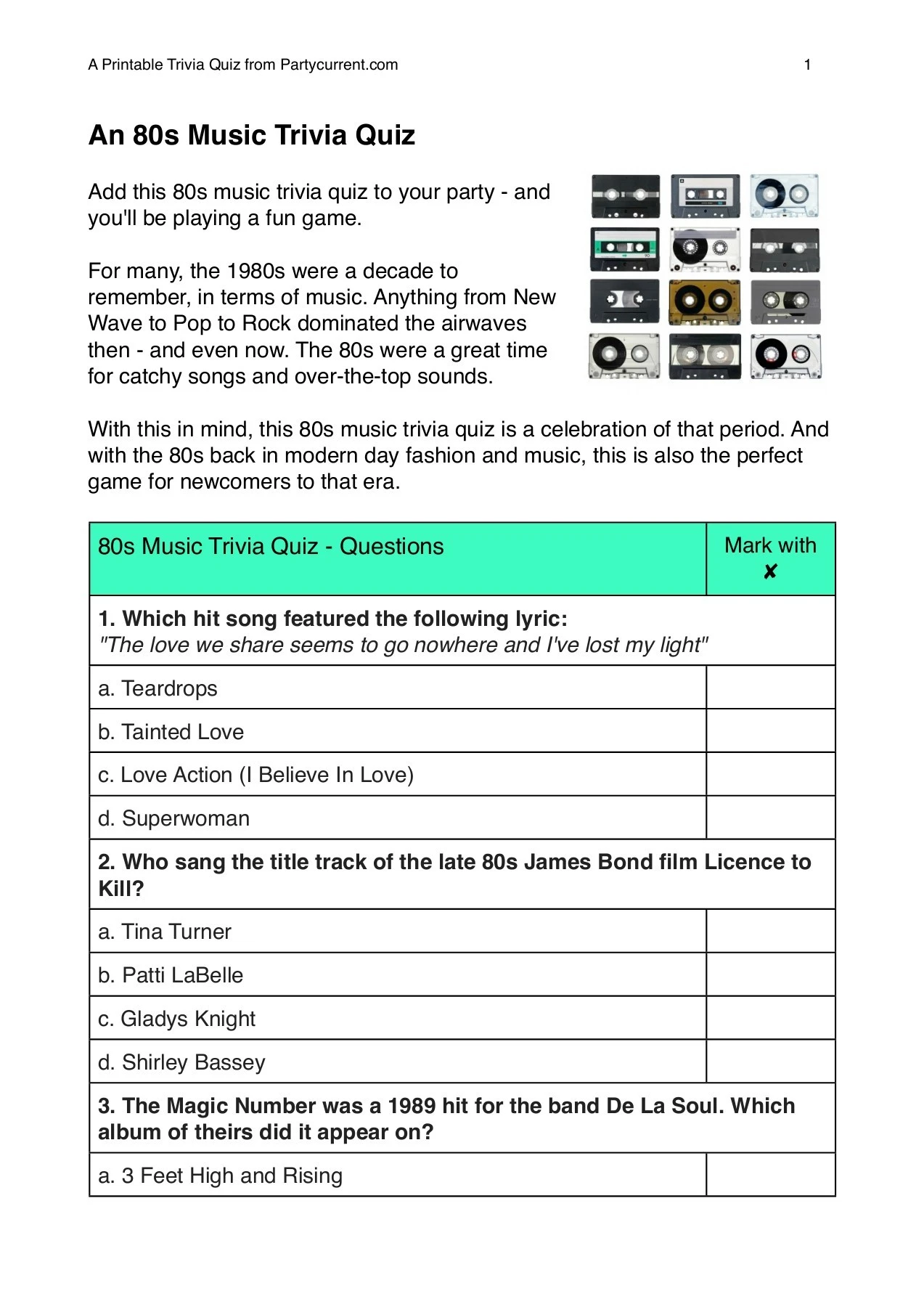 Printable Trivia Questions PDF