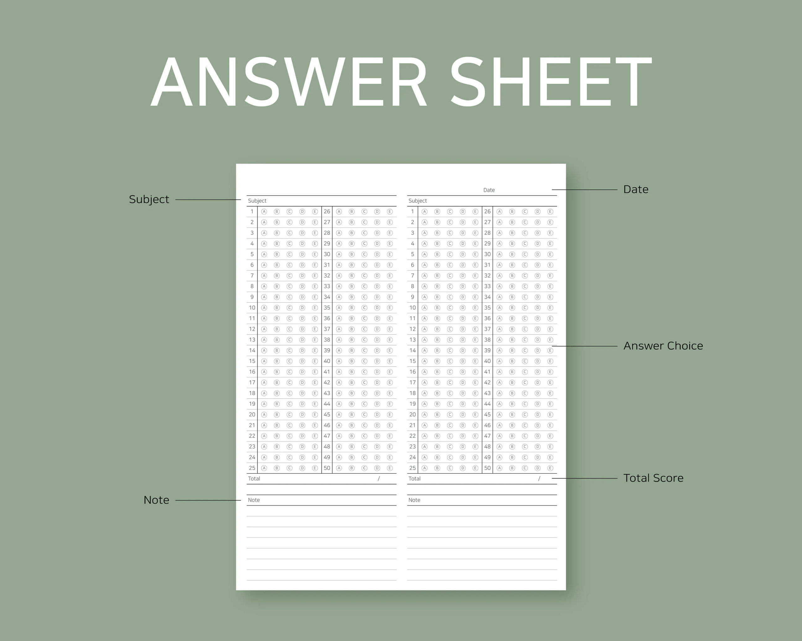 answer sheet answer sheet printable answer sheet pdf answer