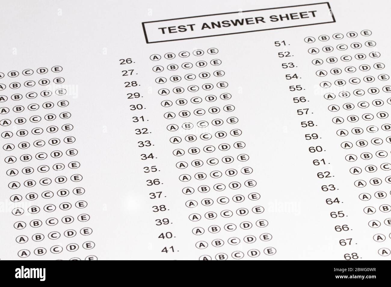 Answer Sheet Form With Pencil On Table Close Up Concept Of Passing Exam Stock Photo Alamy