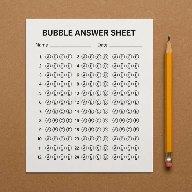 Printable 100 Bubble Answer Sheet