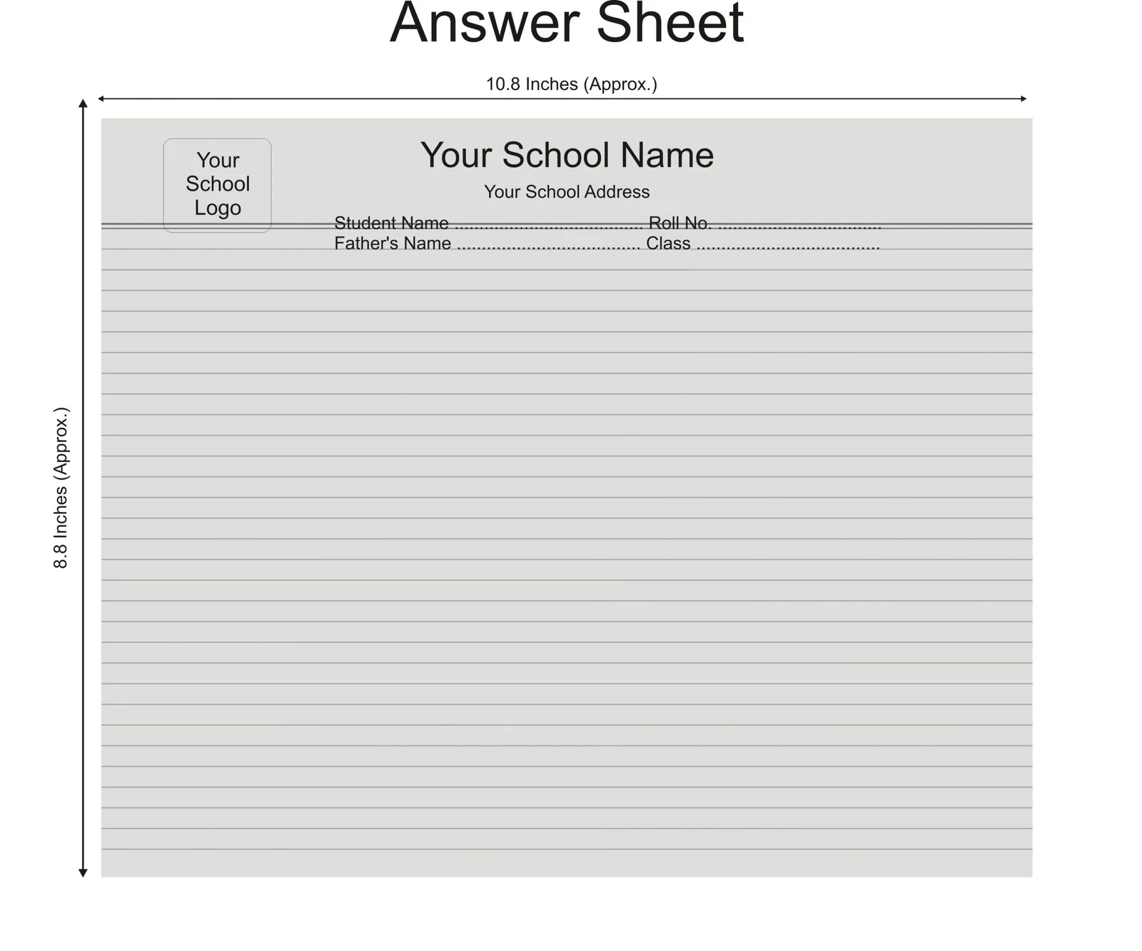 Answer Sheets 4 Pages Print Your School Name 