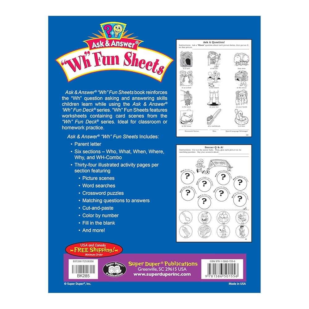 Ask Answer Wh Fun Sheets A Companion Book To The Ask Answer Wh Fun Deck Series Webber Sharon G 9781586501556 Amazon Books