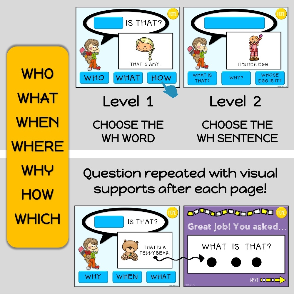 Asking WH Questions Speech Therapy NO PRINT Digital Activity Allison Fors Inc 
