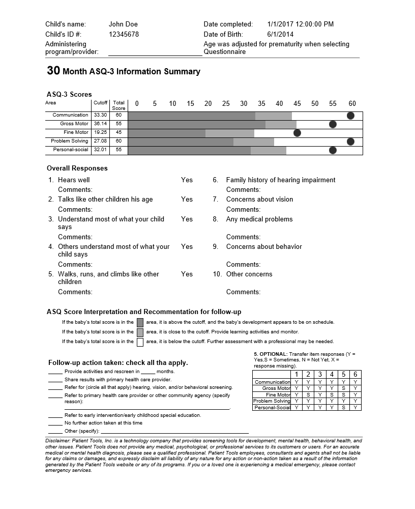 ASQ 3 Patient Tools
