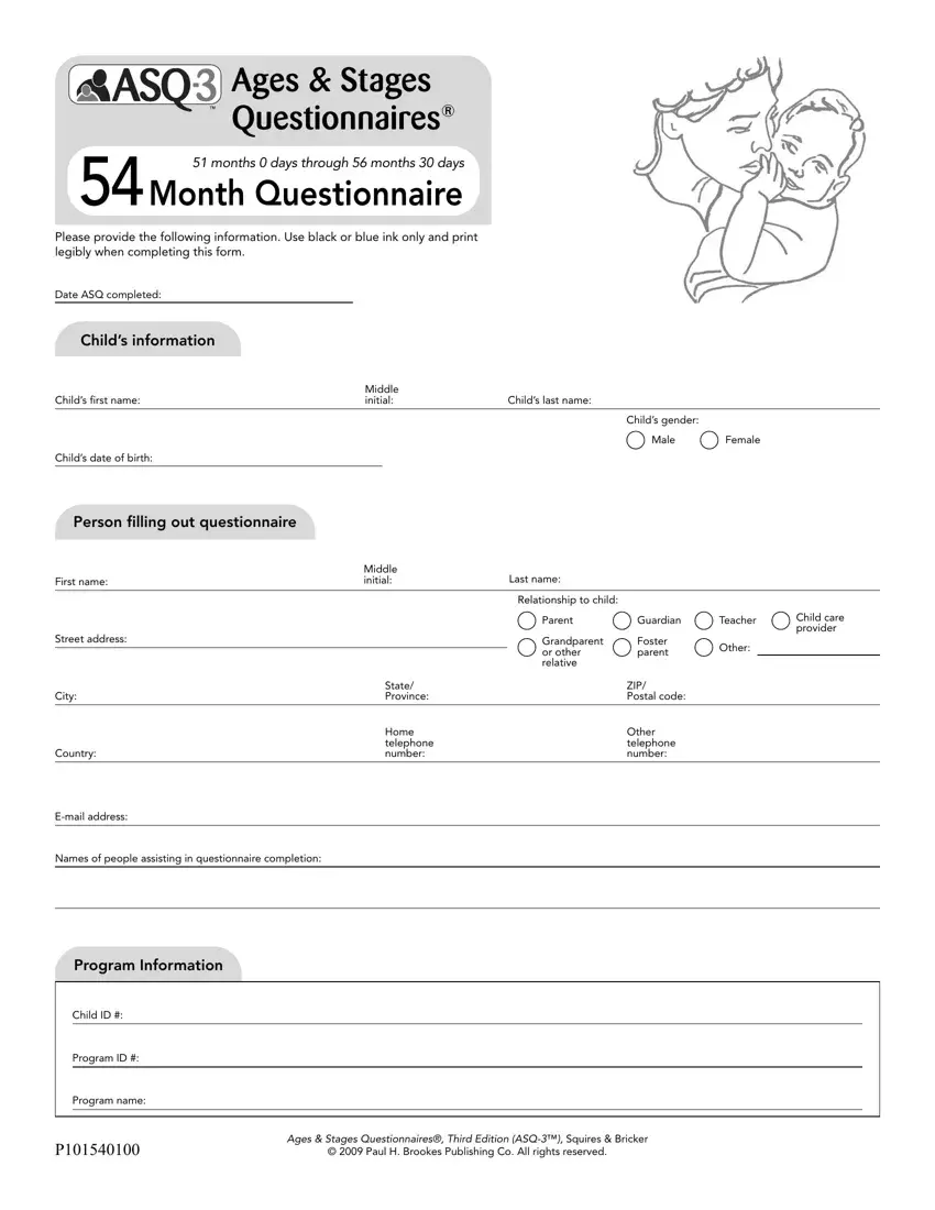 Asq 54 Month Questionnaire Fill Out Printable PDF Forms Online