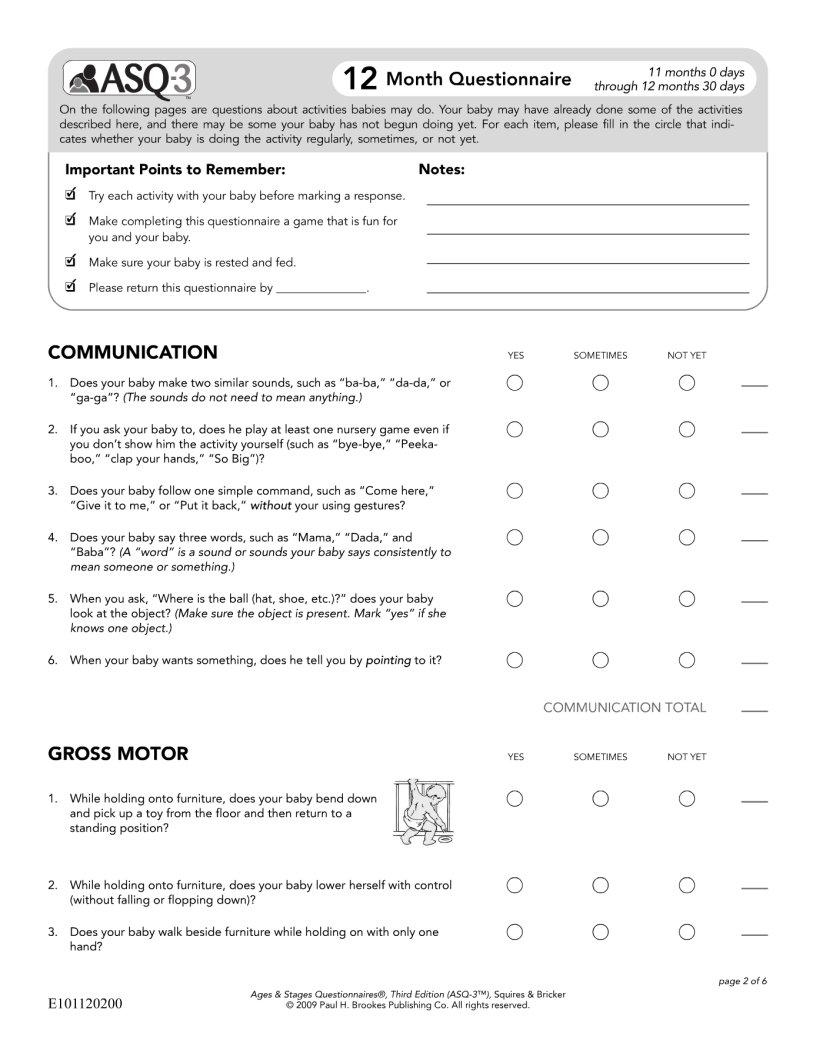 Asq3 Questionnaire Form Fill Out Printable PDF Forms Online