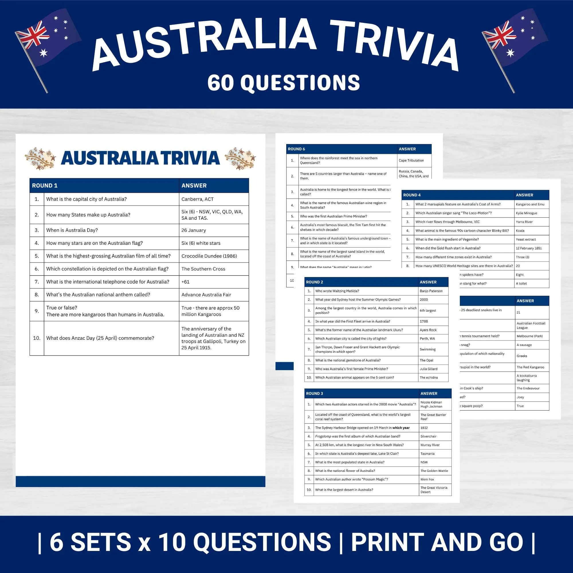 Australia Trivia Quiz Australian Trivia Trivia Games Trivia Printable Australia Travel Travel Games Family Games Australia Etsy Australia