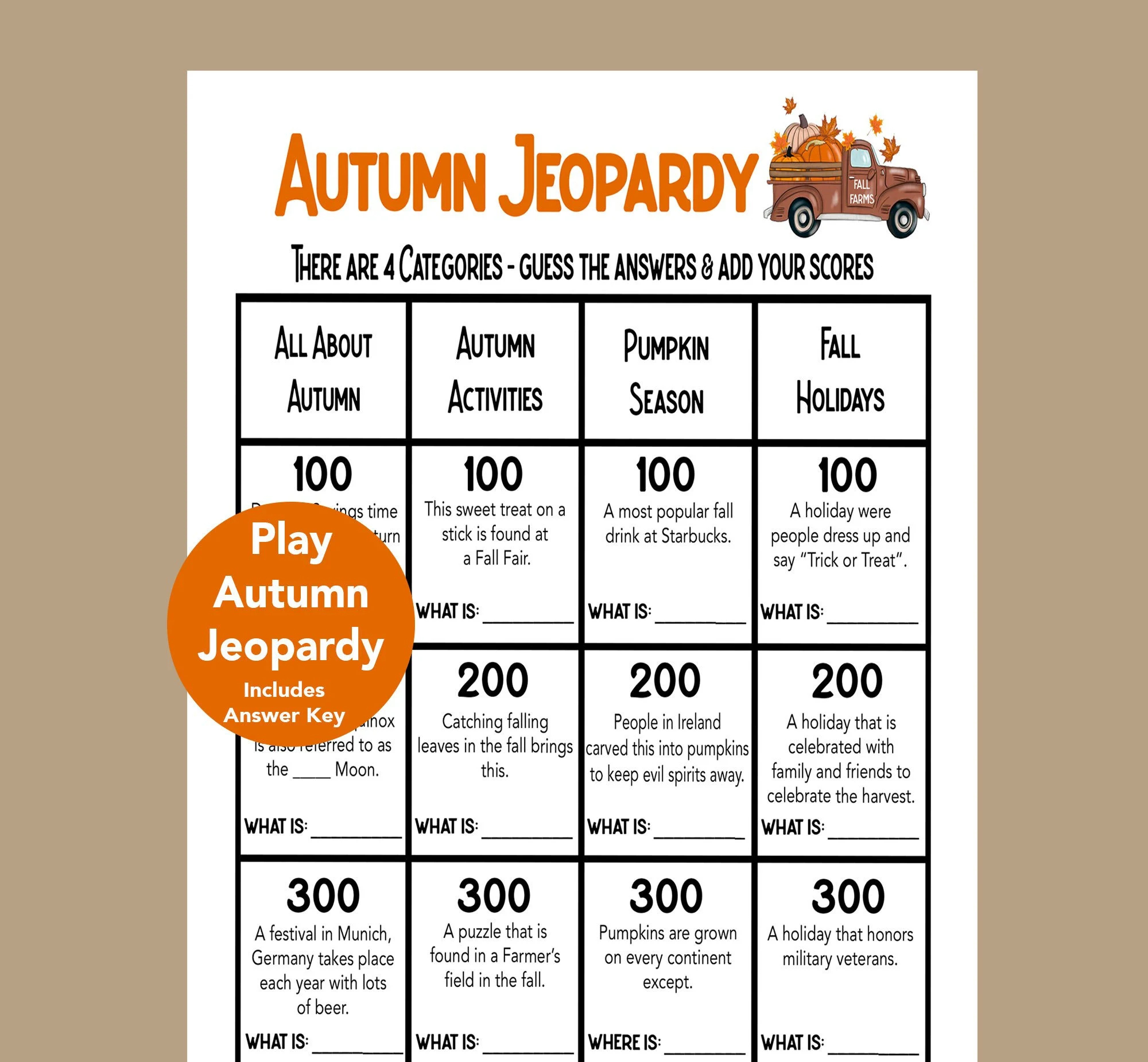 Jeopardy Questions for Seniors Printable