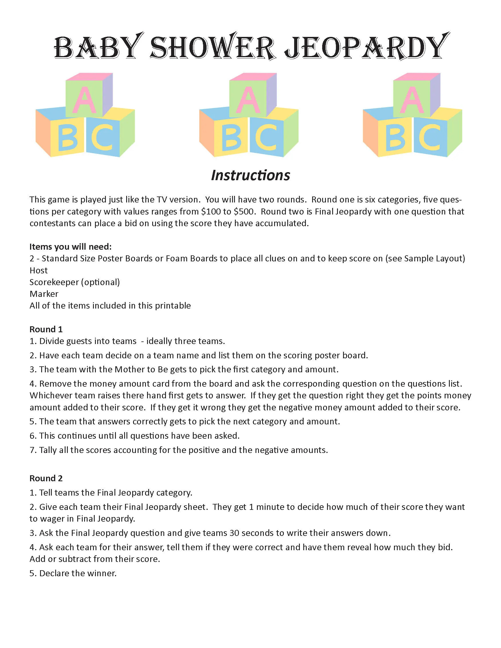 Baby Shower Jeopardy DIGITAL DOWNLOAD Trivia Game Baby Shower Game Baby Sprinkle Game New Baby Shower Game Pregnancy Party Game Etsy