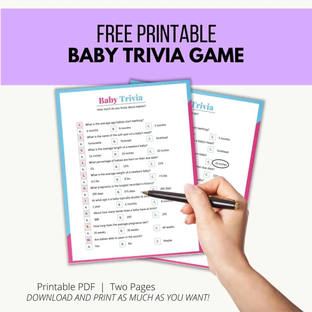 Baby Trivia Questions and Answers Printable
