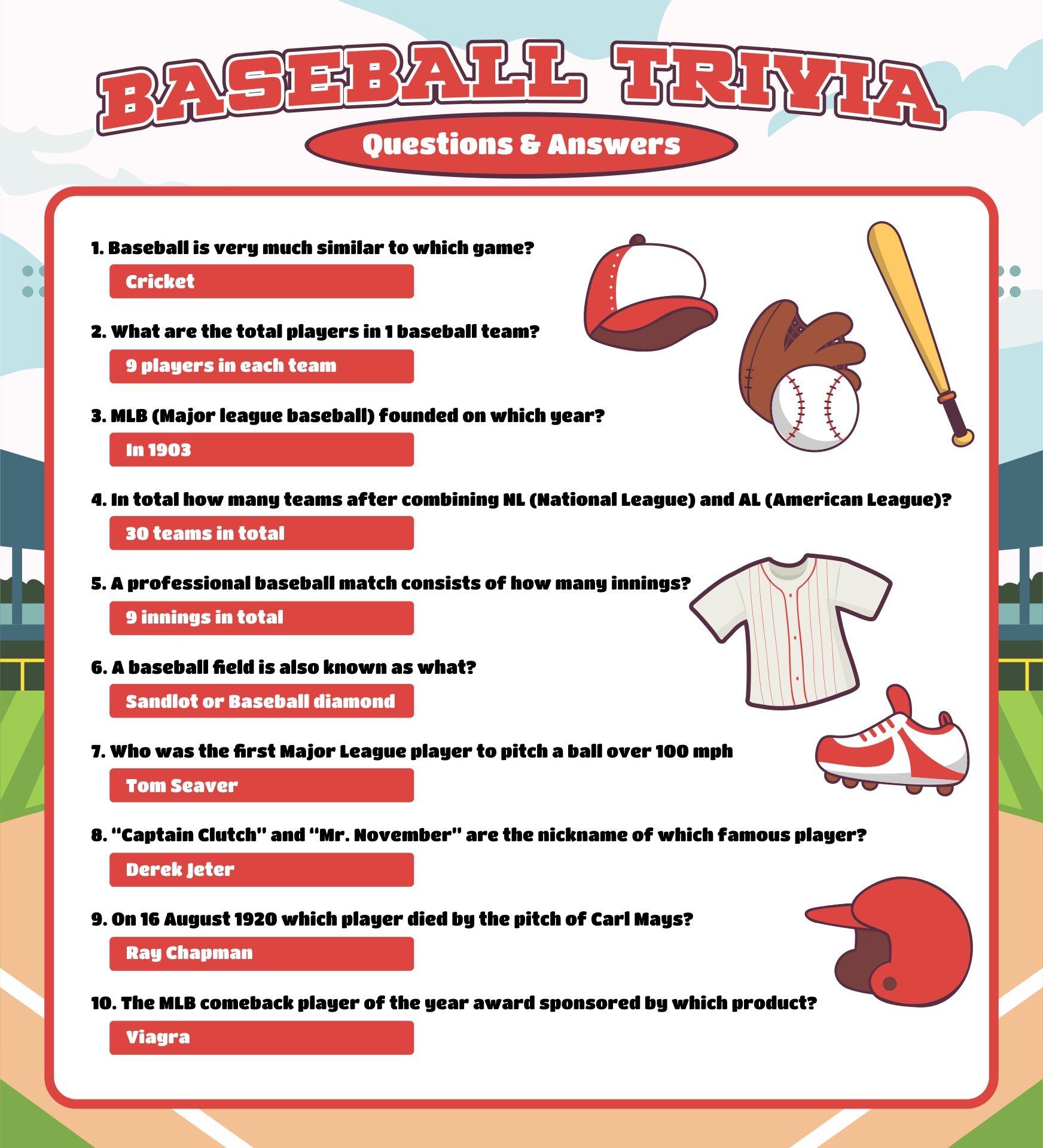 Printable Sports Trivia and Answers