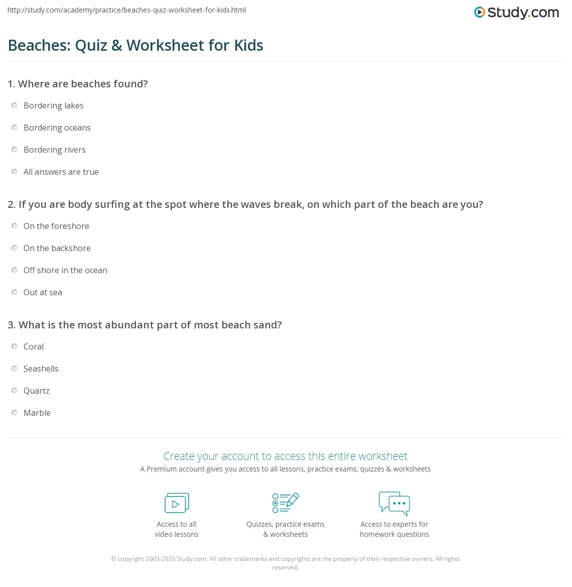 Beach Trivia Printable with Answers