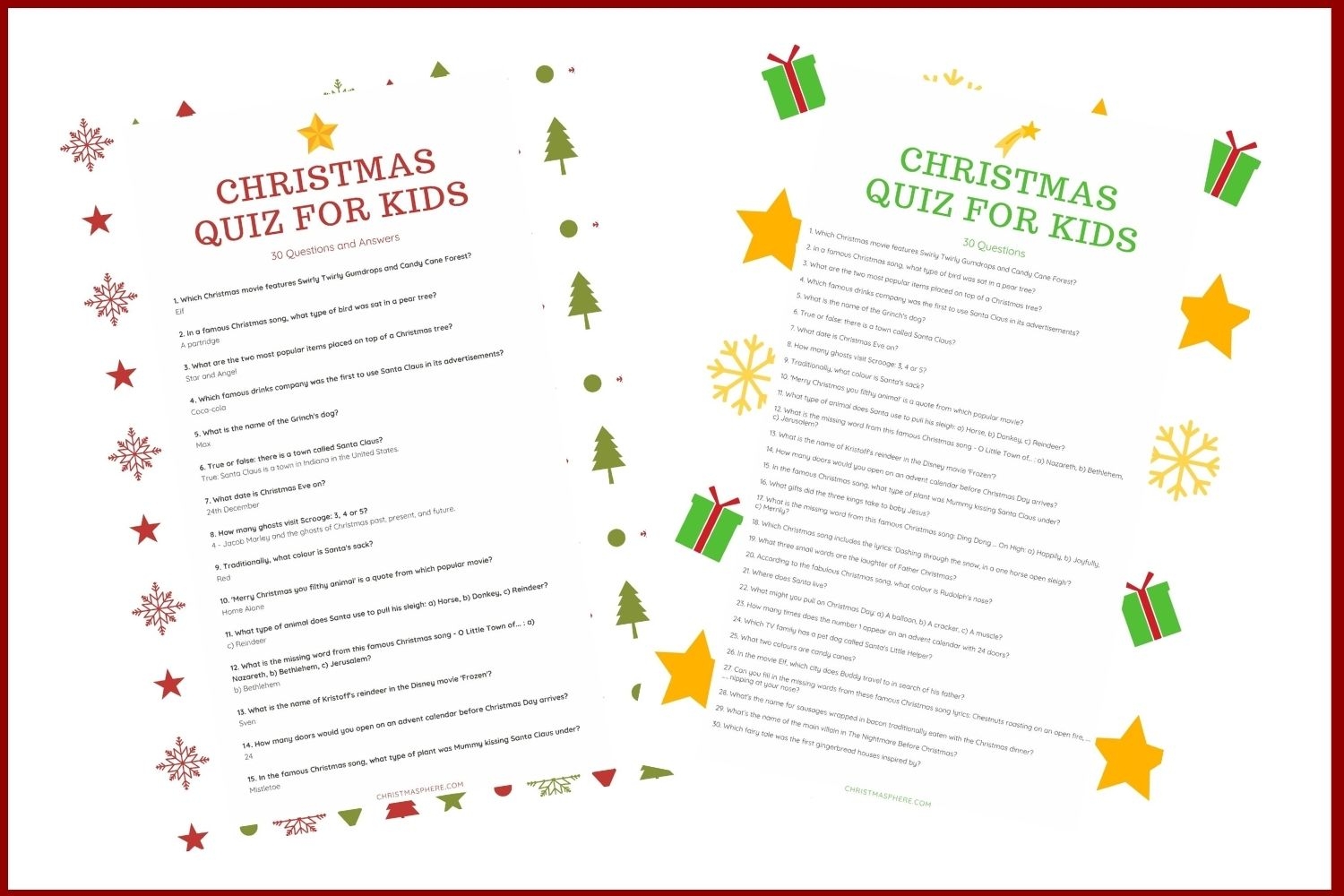 BEST Christmas Quiz For Kids 30 Easy Xmas Questions