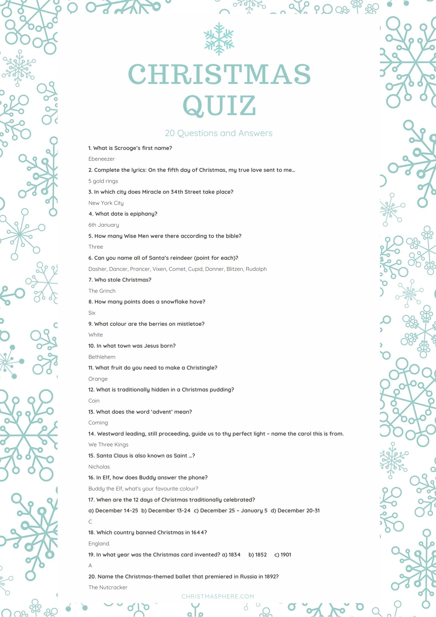 Best Family Christmas Quiz 20 Fun Christmas Questions
