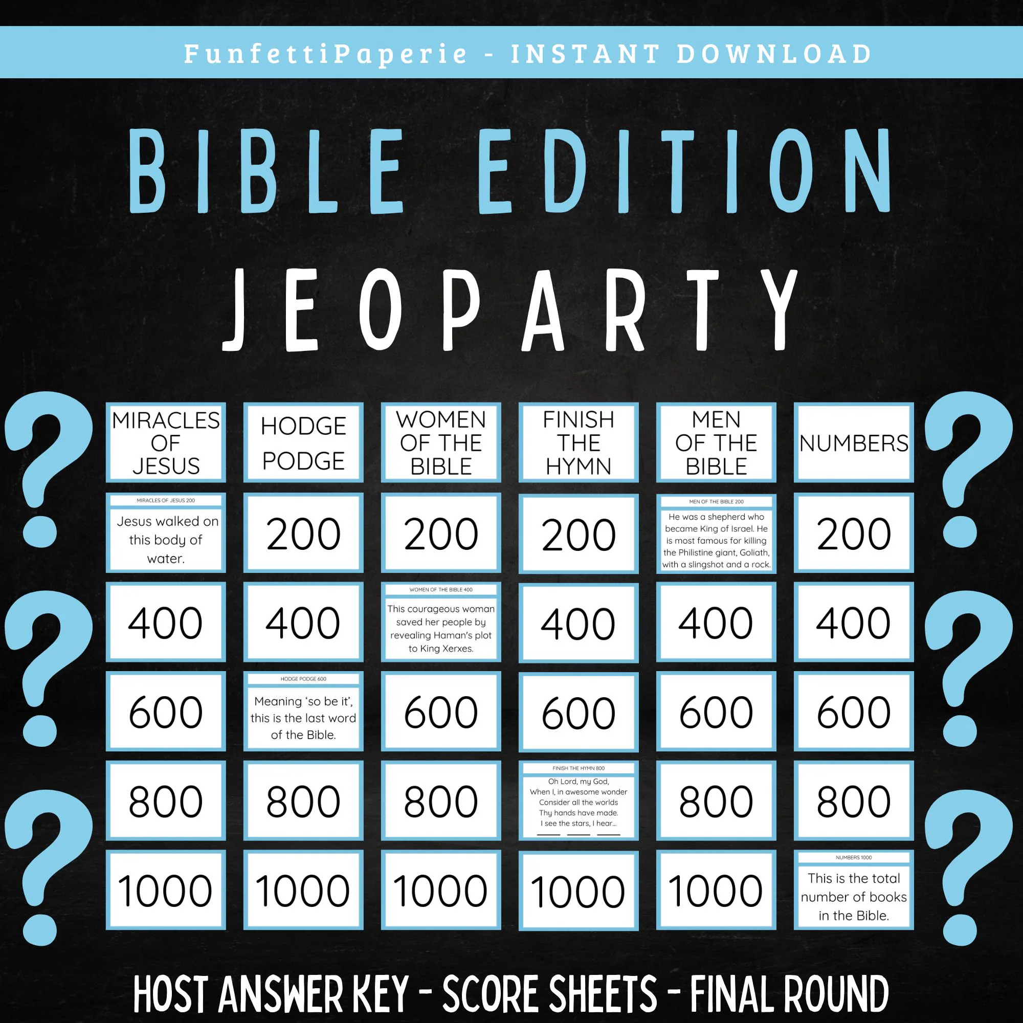 Bible Jeopardy Printable Etsy
