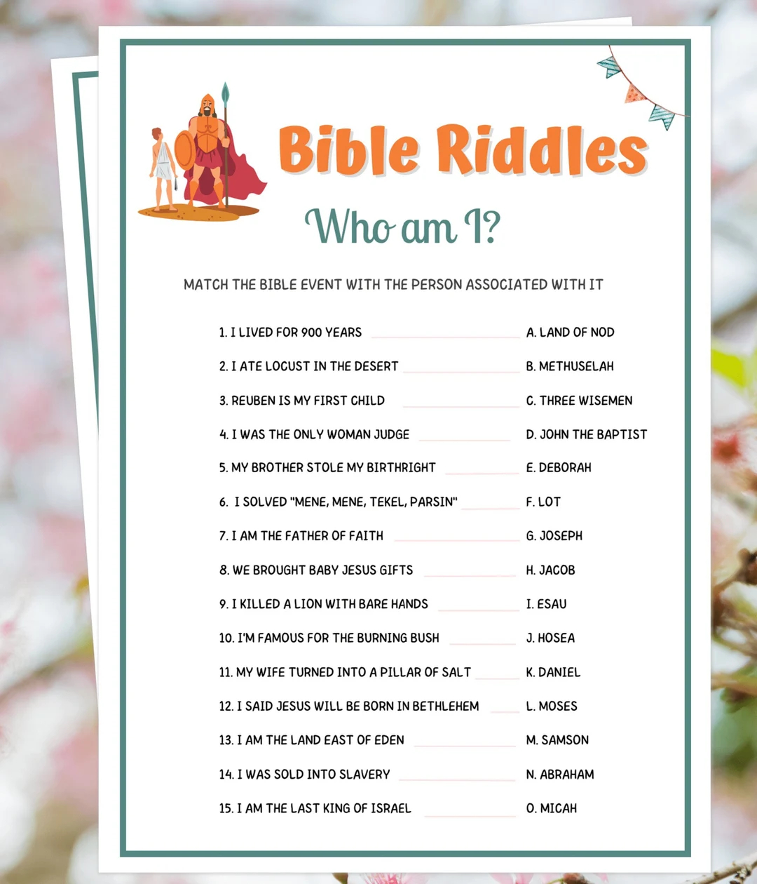 Bible Riddles Bible What Am I Riddles For Kids Adults Bible Games Sunday School Games Womens Ministry Games Bible Study Games Etsy