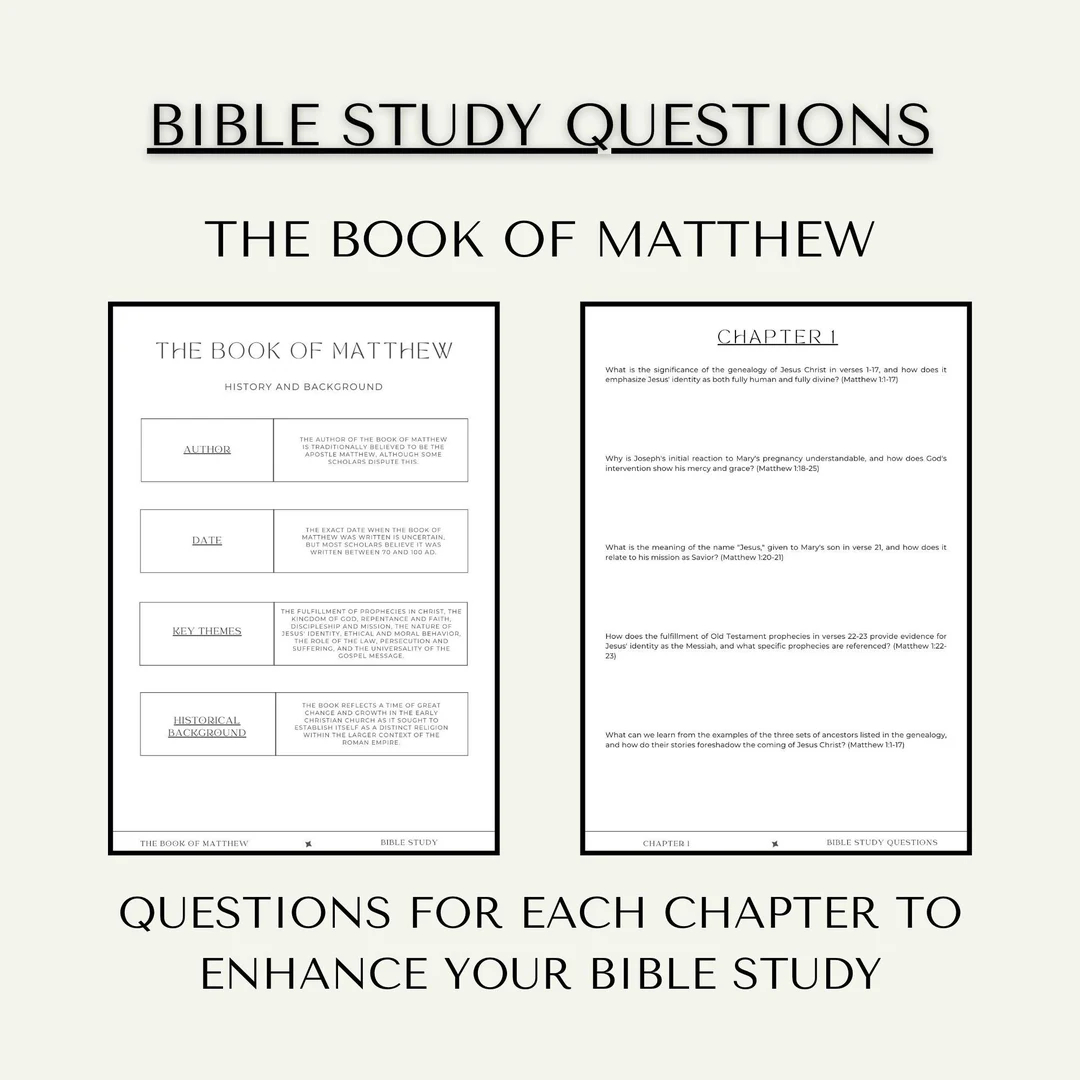 Bible Study Of Matthew Bible Study Questions Bible Study Printable Bible Study Guide Bible Study Goodnotes Bible Study Tools Etsy