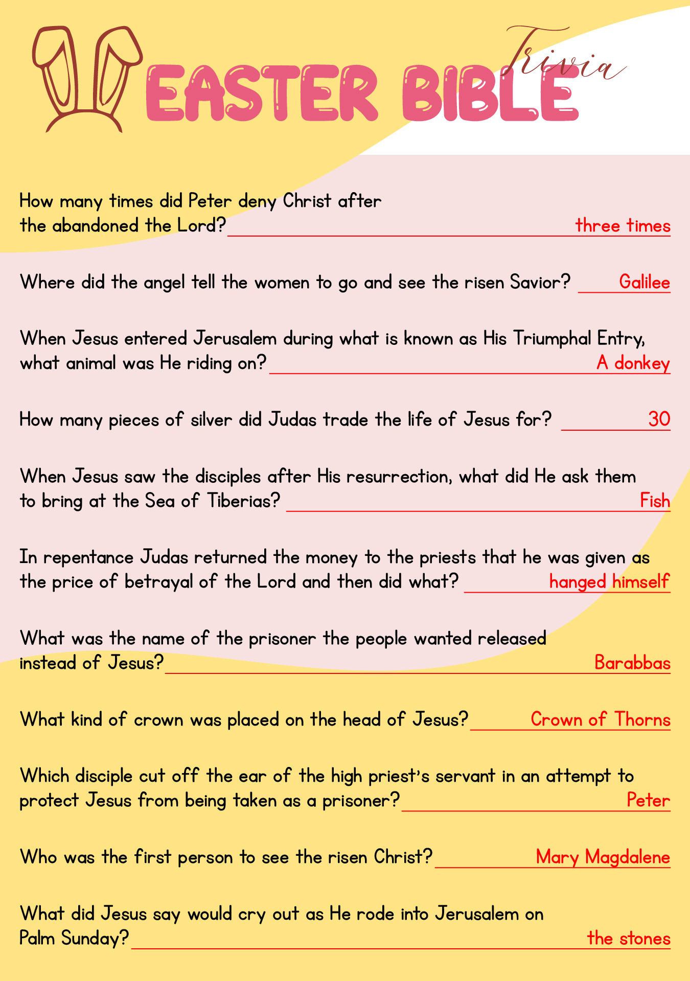 Bible Trivia Questions And Answers 10 Free PDF Printables Printablee